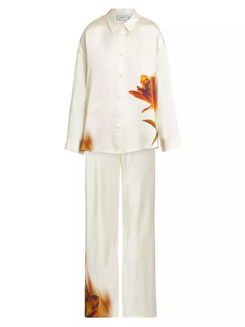 Valentina Floral Silk Pajamas Product Image