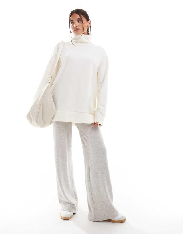 ASOS DESIGN supersoft long line turtleneck in winter white - part of a set Product Image