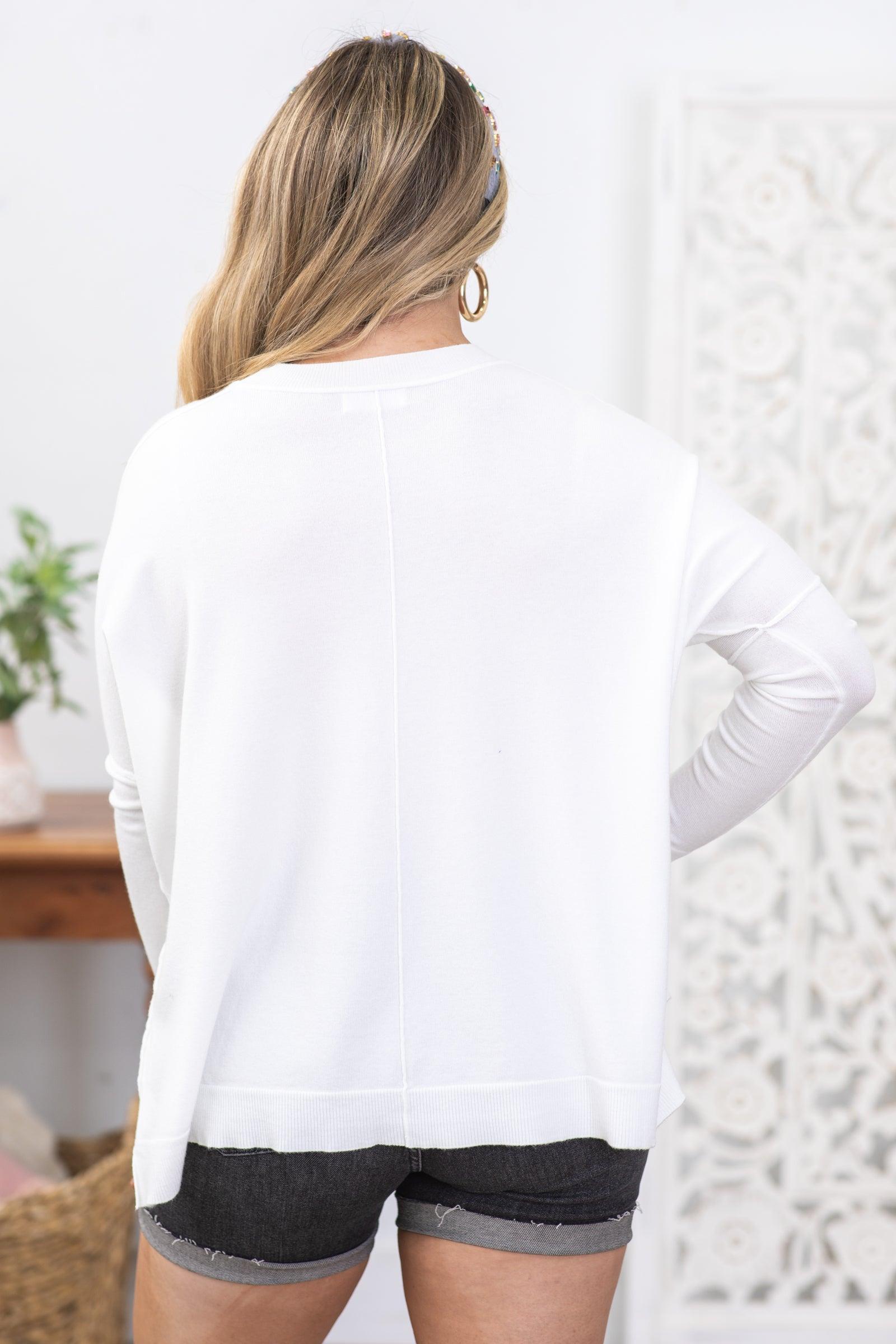 White Cashmere Blend Sweater Product Image