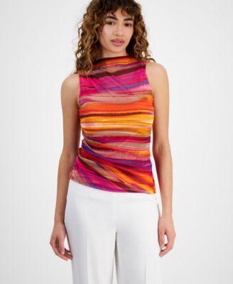 Women's Sunset-Striped Sleeveless High-Neck Top, Created for Macy's Product Image