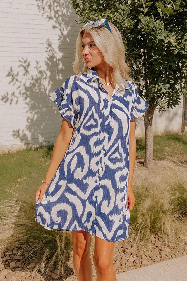 Mediterranean Mosaic Button Down Mini Dress Product Image