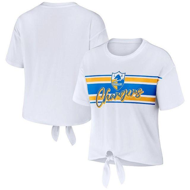 Womens WEAR by Erin Andrews Los Angeles Chargers Front Tie Retro T-Shirt Product Image