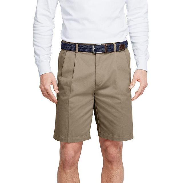 Mens Lands End Comfort Waist 9-inch No-Iron Pleated Chino Shorts Product Image