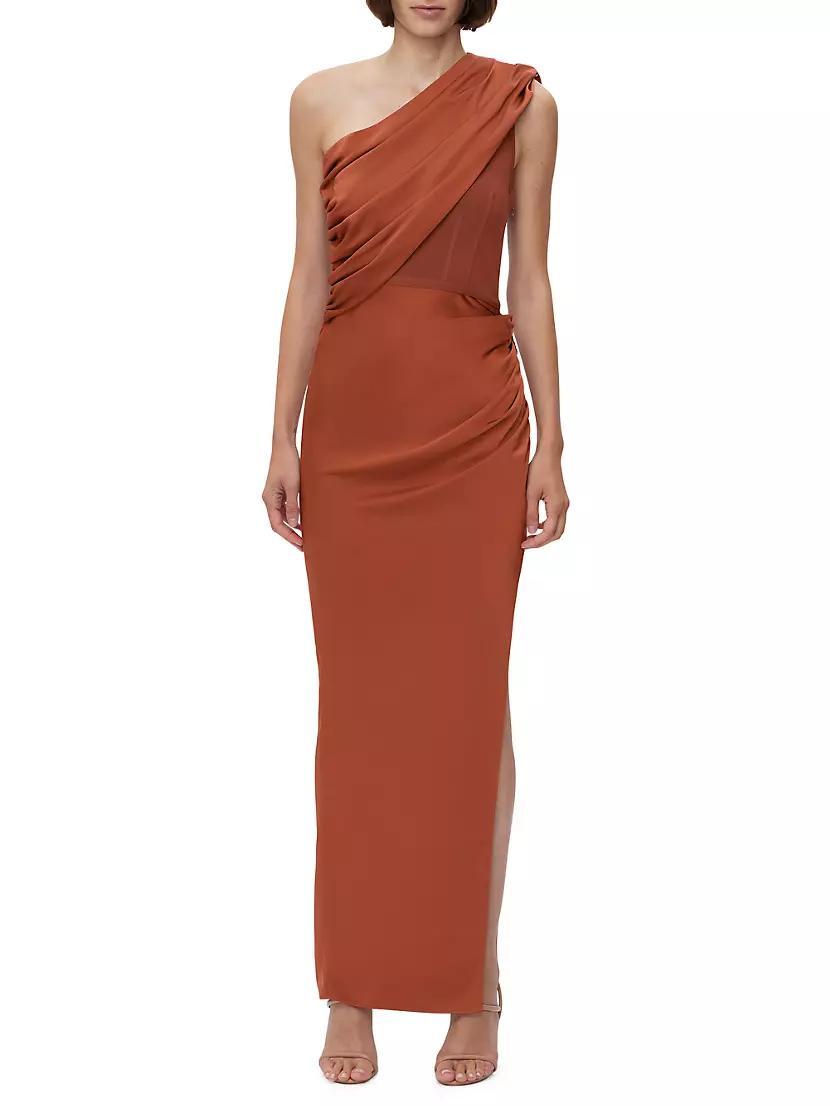 Womens Draped One-Shoulder Combo Gown Product Image