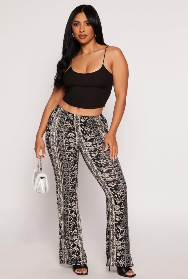 Womens Paisley Border Print High Waisted Flare Pants Product Image