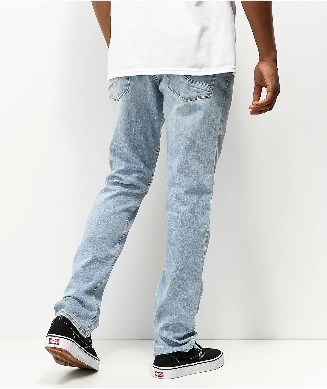 Empyre Skeletor Sprinted Light Blue Denim Skinny Jeans Product Image