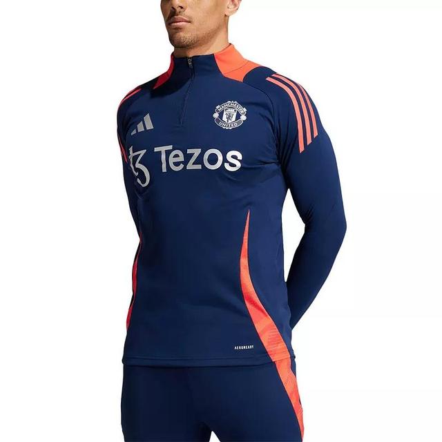 Mens adidas Navy Manchester United 2024/25 AEROREADY Raglan Quarter-Zip Training Top Man Blue Product Image