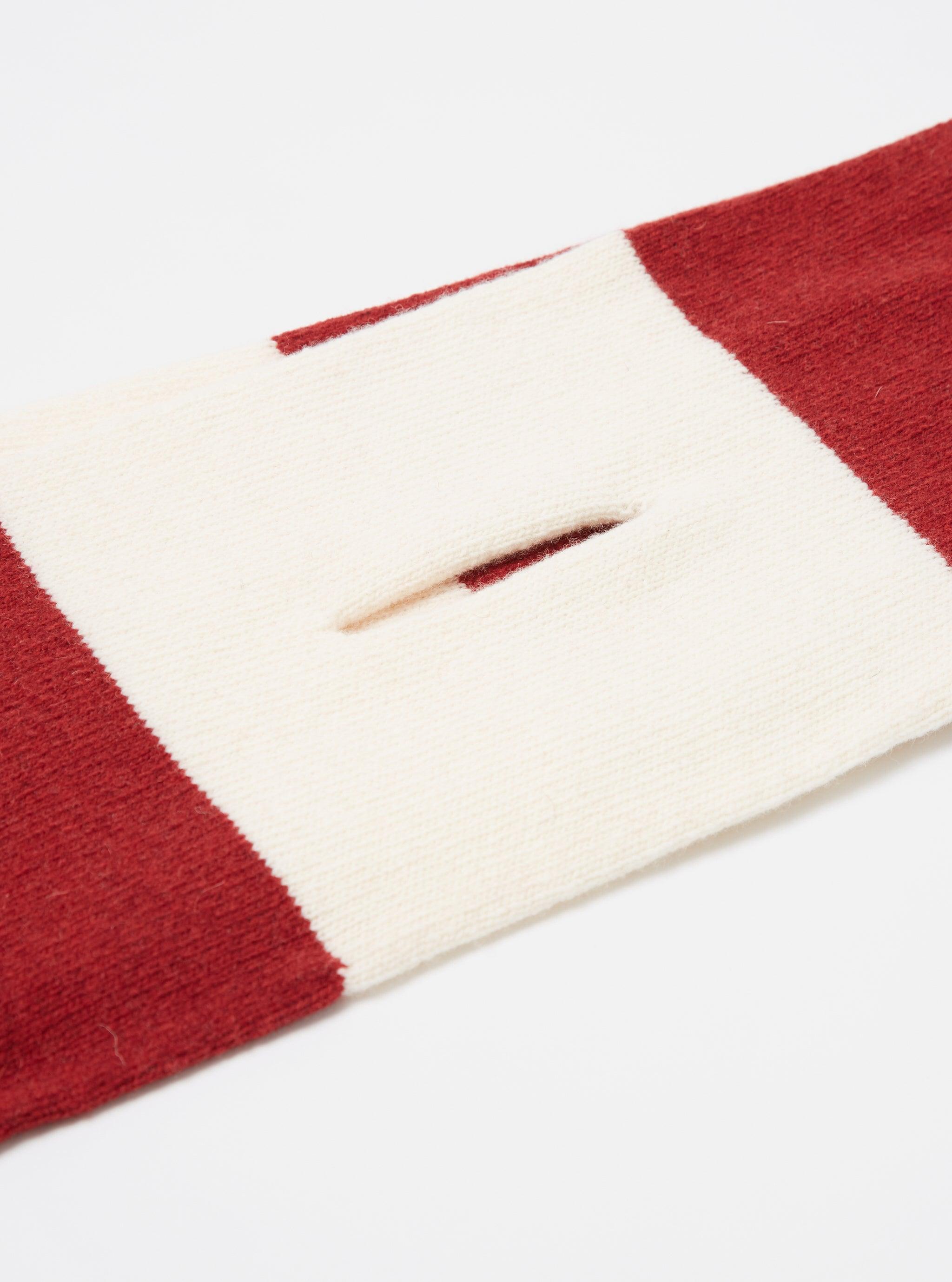 Universal Works Deluxe Football Scarf in Ecru/Red Soft Wool Product Image