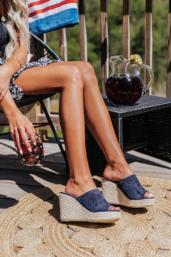 The Mariposa Faux Suede Wedge In Navy Product Image