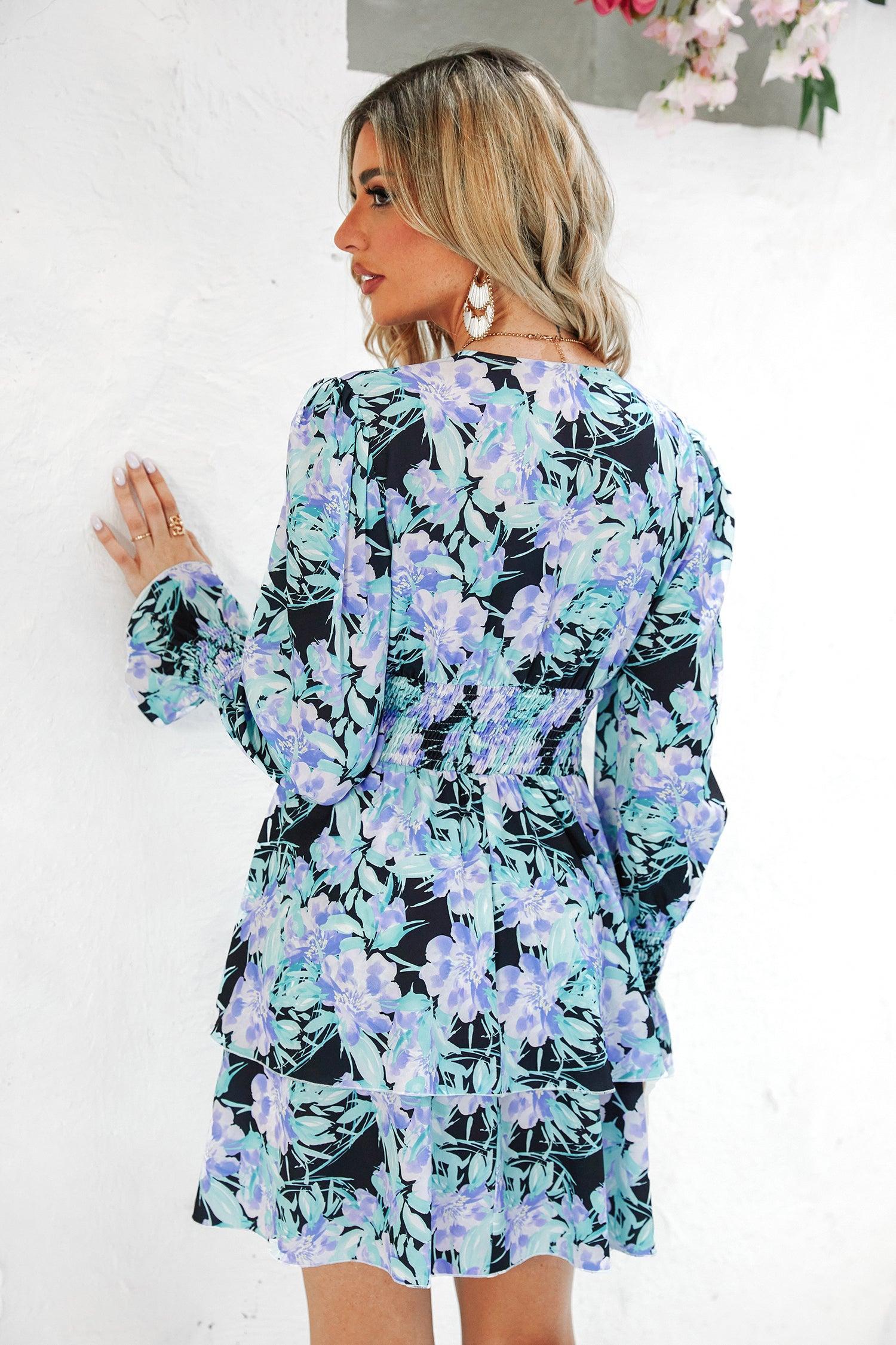 70 Degrees Ditsy Floral Smocked Dress Product Image