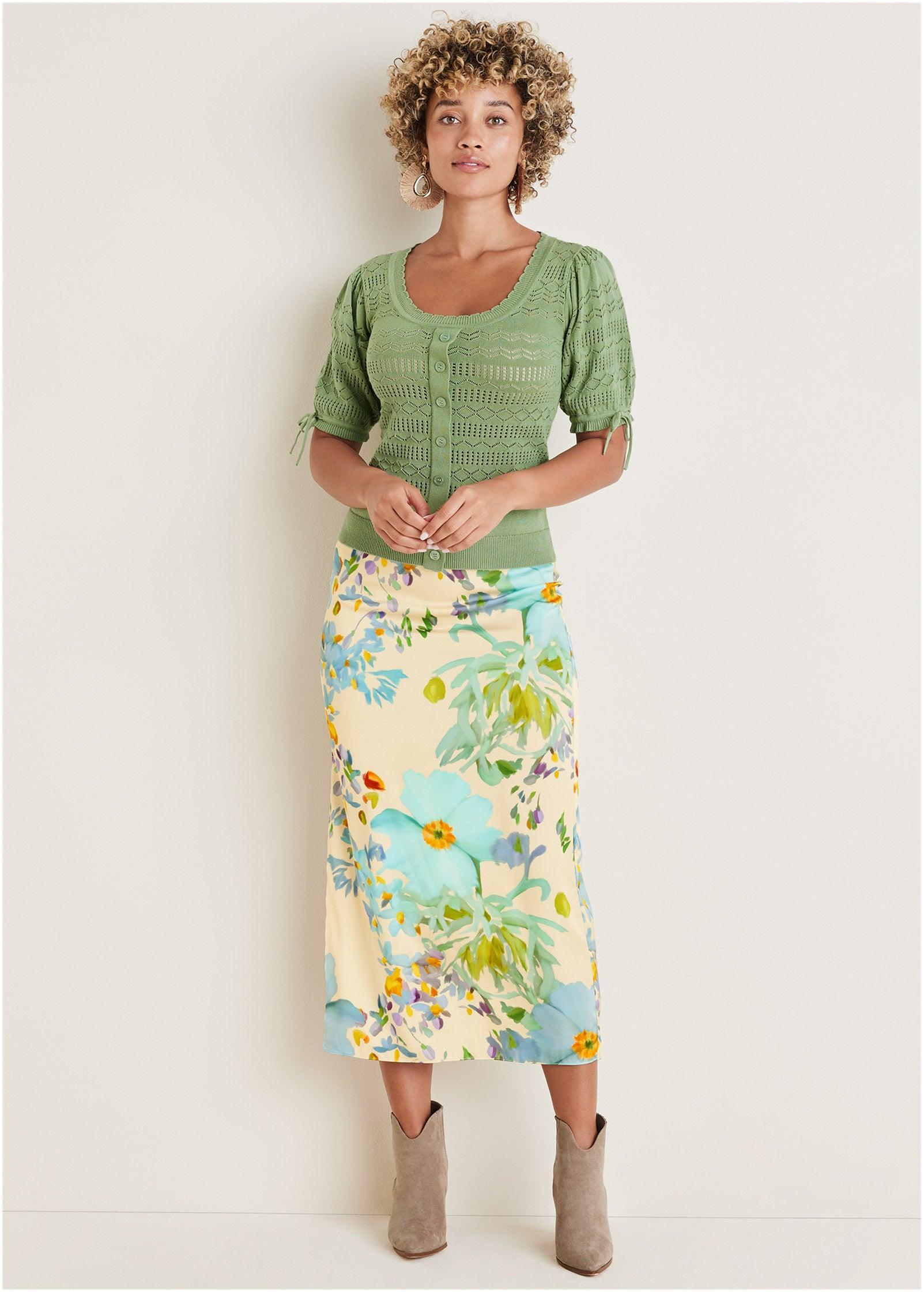 Midi Slip Skirt - Coquette Bouquet Product Image