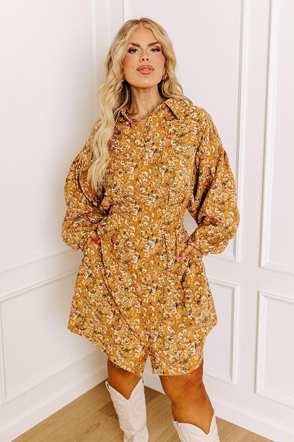 Fall Sunset Corduroy Mini Dress in Mustard Curves Product Image