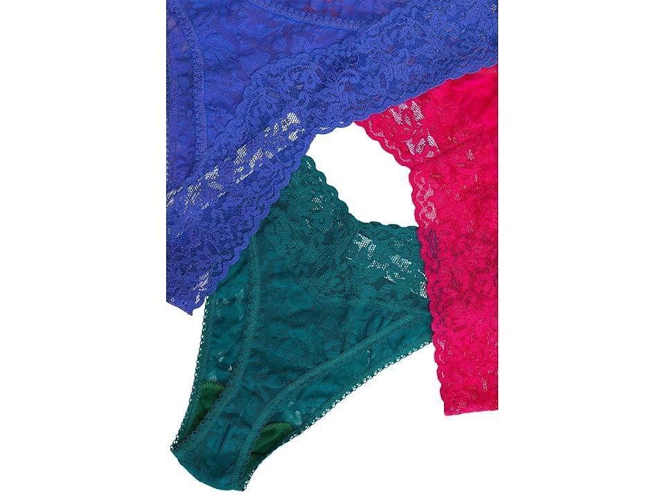 Hanky Panky Signature Lace Original Rise Thong 3 Pack (Night Forest Green/Glo Pink/African Violet 1) Women's Underwear Product Image