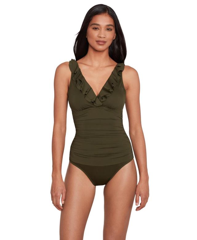 Lauren Ralph Lauren Womens Ruffle Surplice One Piece Swimsuit Product Image