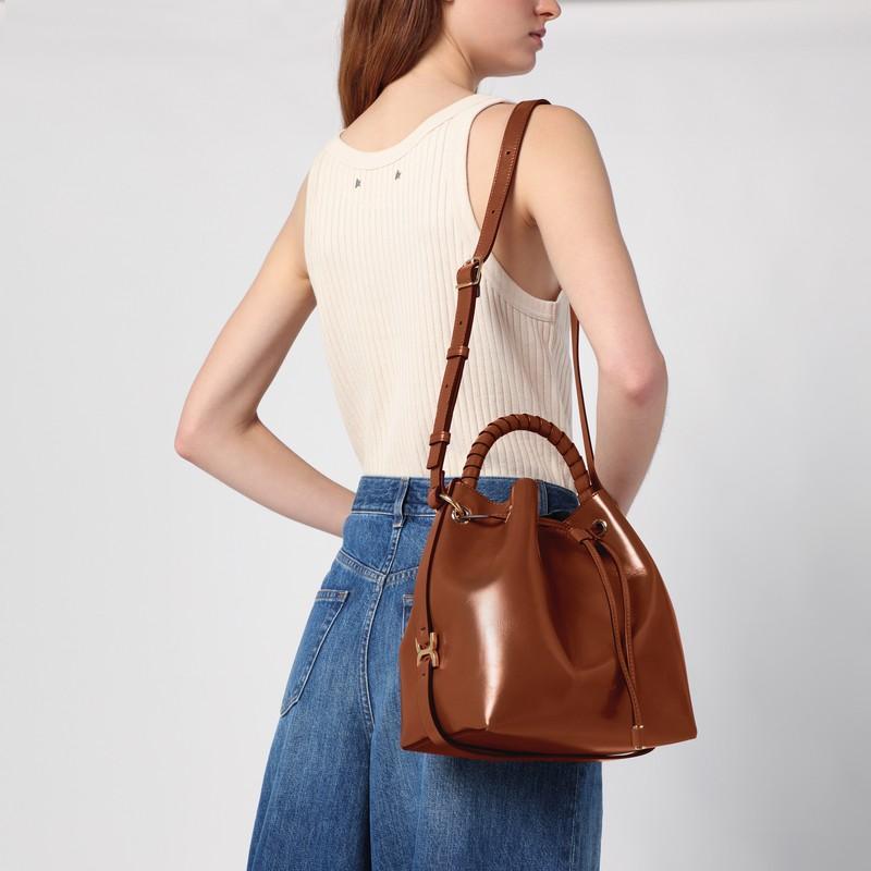 Chloe Marcie Bucket Bag In Clay-coloured Leather Women In Brown Product Image