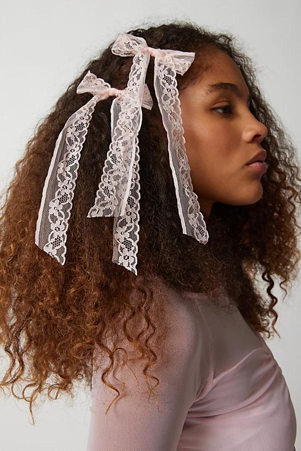 Lace Bow Barrette Set Womens at Urban Outfitters Product Image