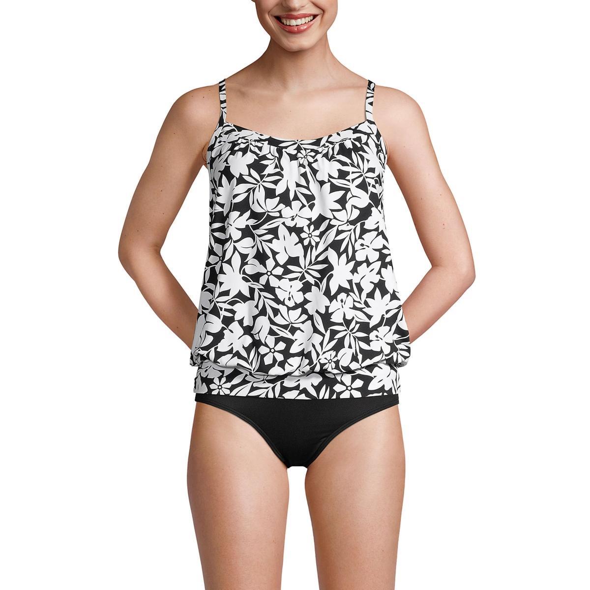 Lands End Womens Ddd-Cup Blouson Tummy Hiding Tankini Swimsuit Top Adjustable Straps Product Image