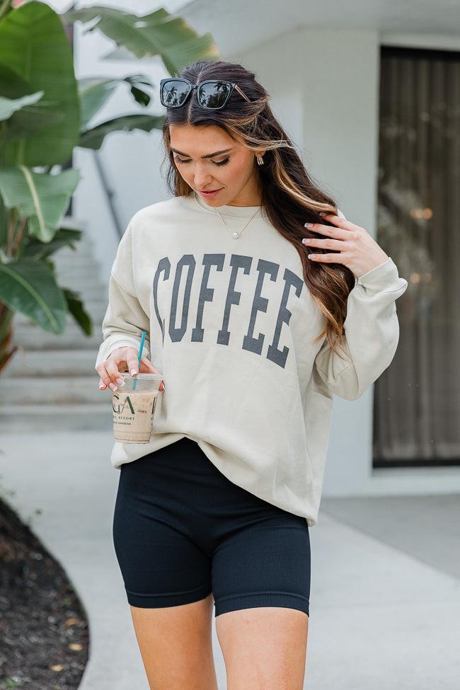 Coffee Block Light Tan Oversized Graphic Sweatshirt Product Image