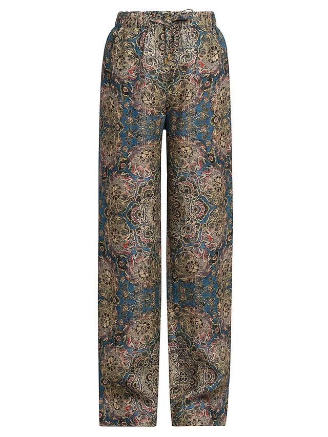 Helios Tapestry Bloom Drawstring Linen Pants Product Image