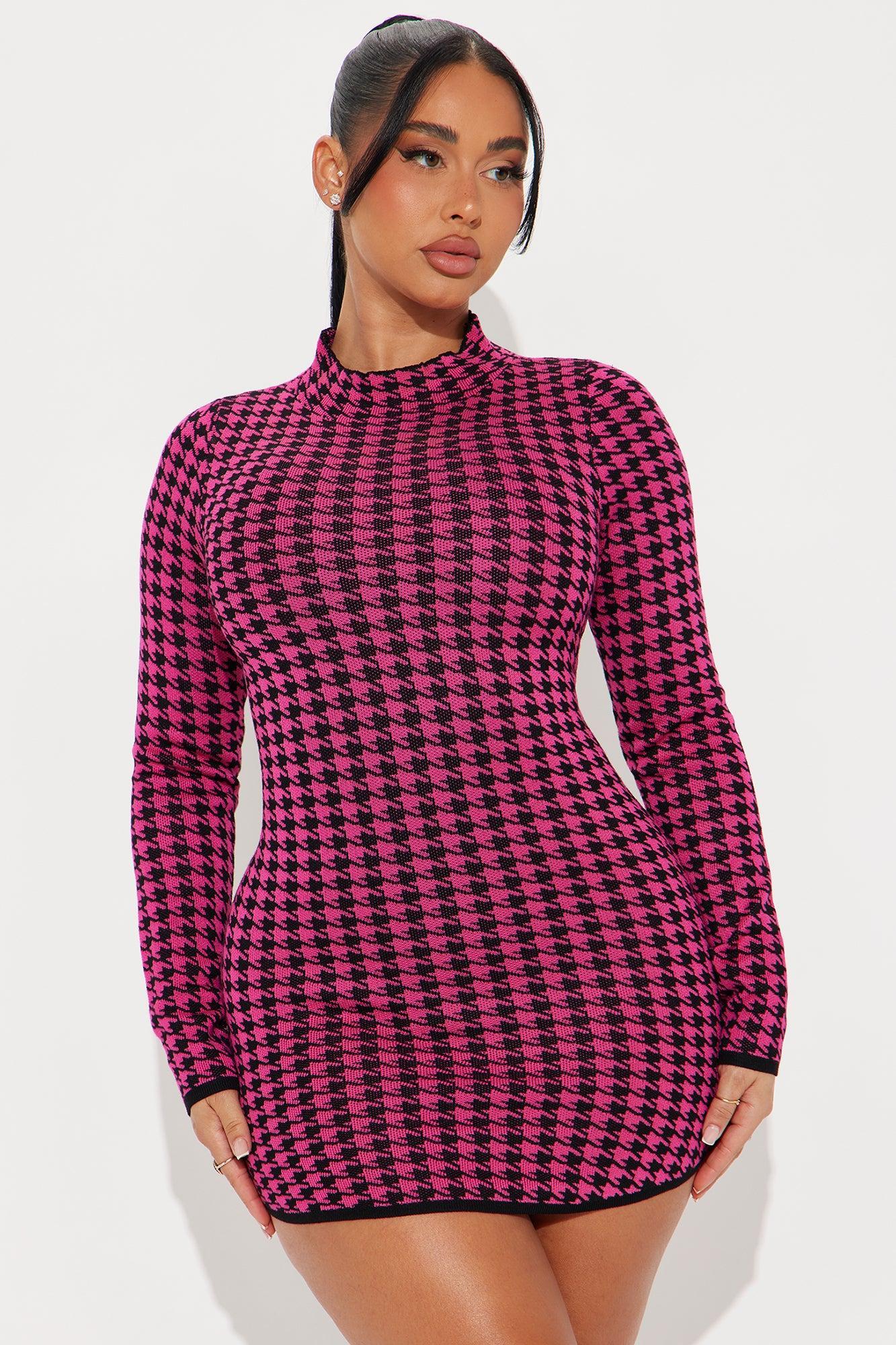 Sandra Sweater Mini Dress - Black/Pink product image