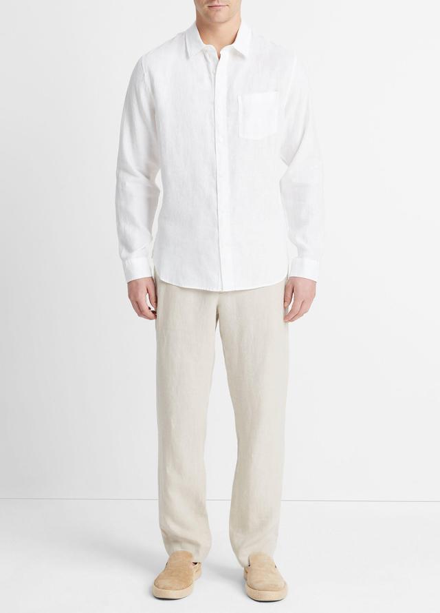 Mens Linen Long-Sleeve Shirt, Optic White, Size M Vince Product Image