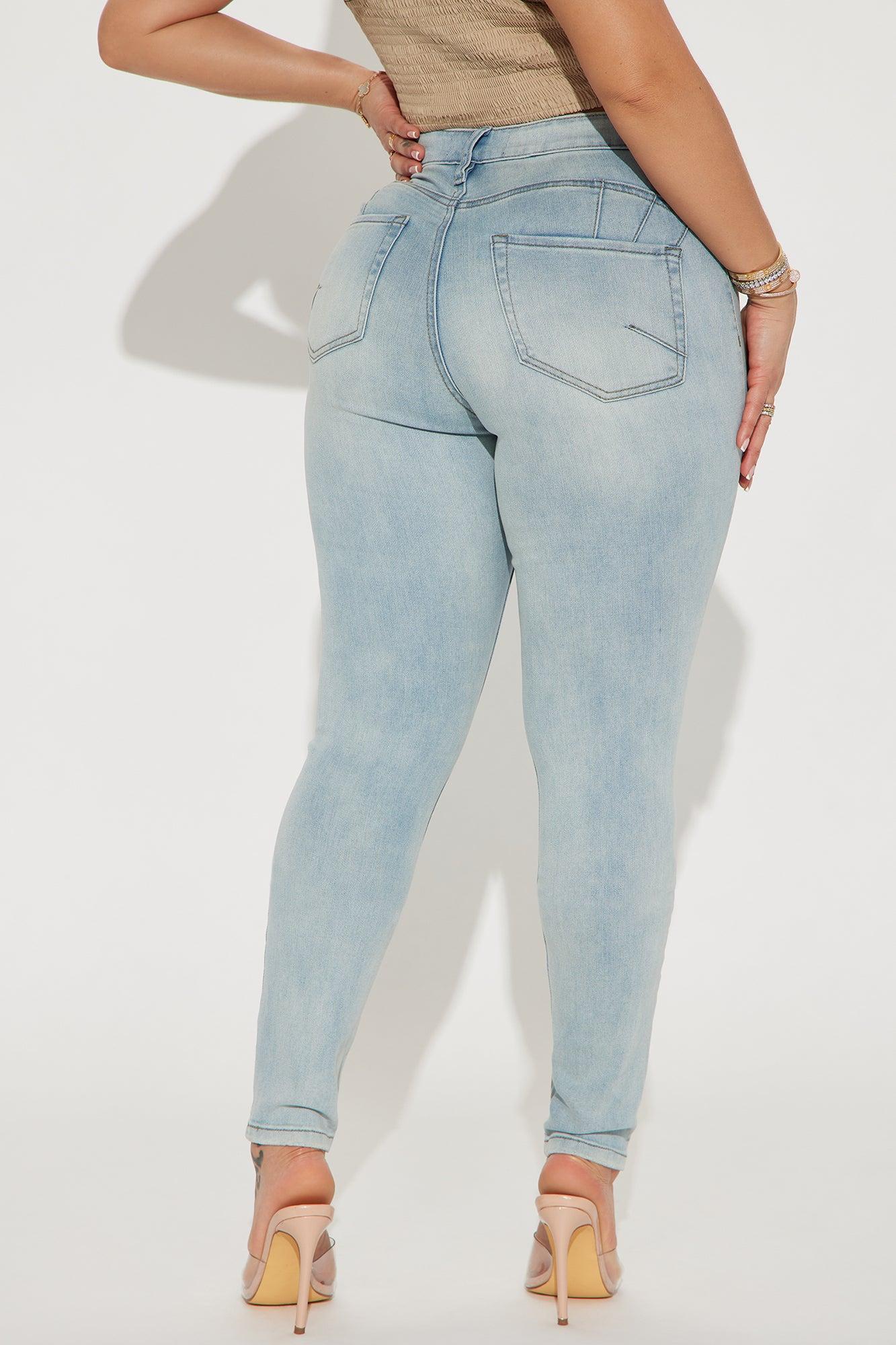 Cora Booty Lifting Stretch Skinny Jeans - Light Wash Product Image