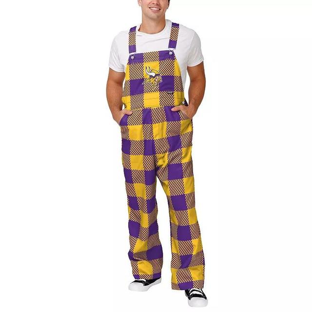 Mens FOCO Minnesota Vikings Big Logo Plaid Overalls Product Image