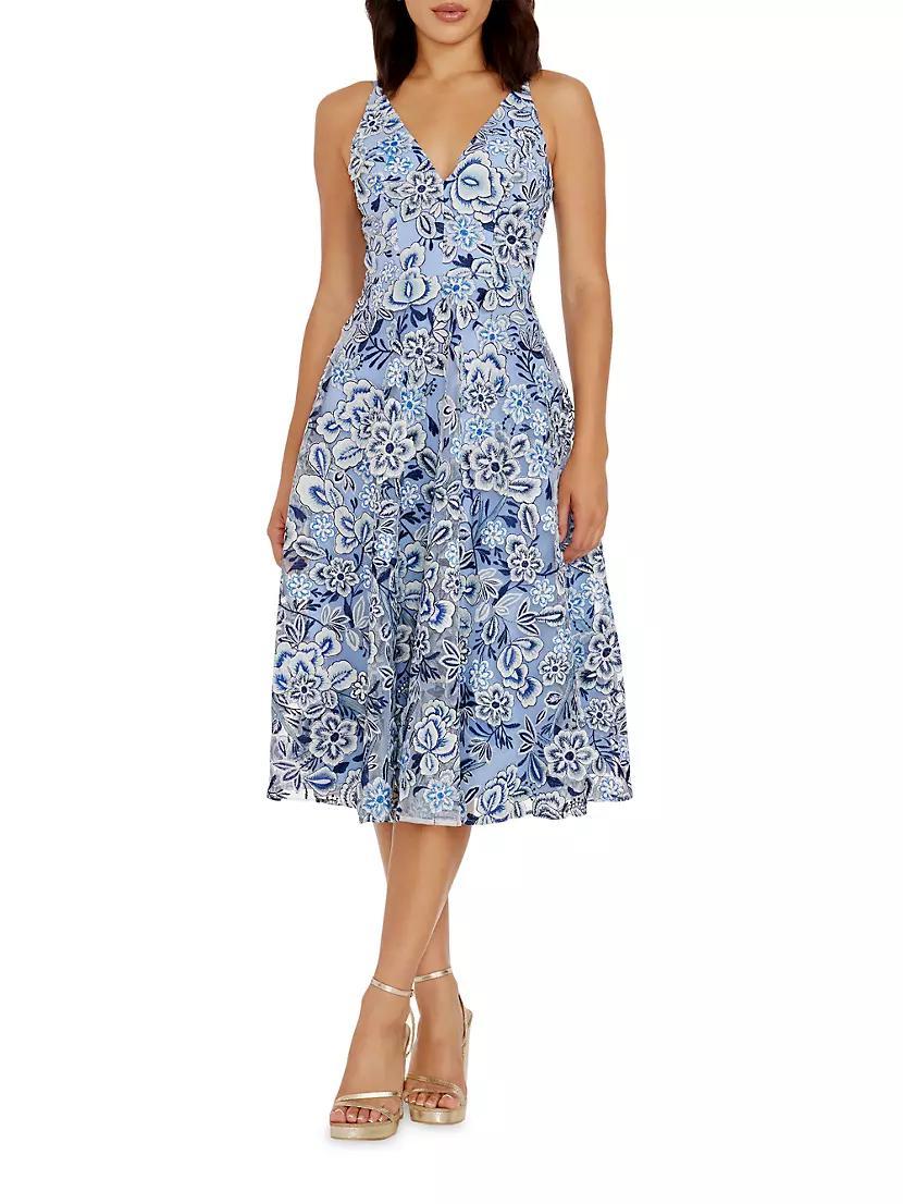 Elisa Floral Fit & Flare Midi-Dress Product Image