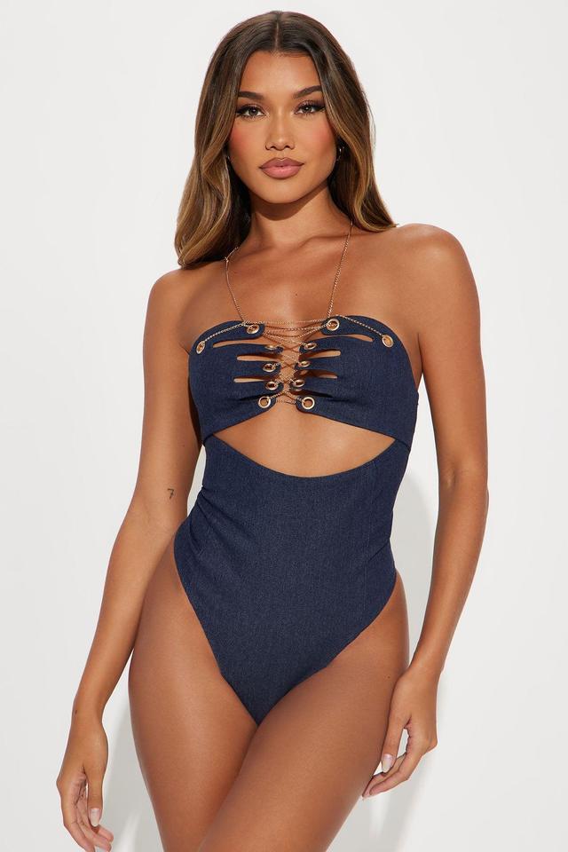 She's A Handfull Bodysuit - Denim Product Image