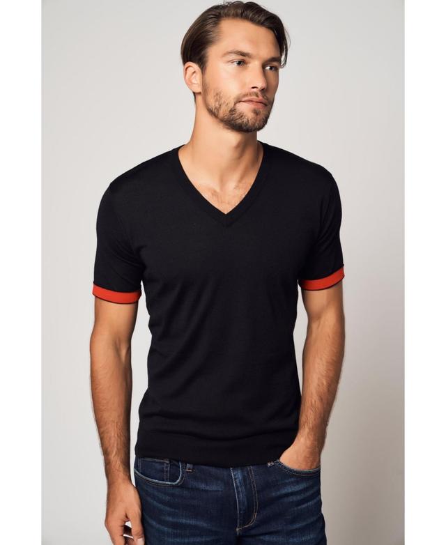 Bellemere Mens Striped Short Sleeve Cashmere T-shirt Product Image