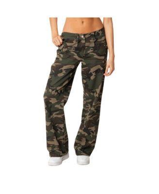 EDIKTED Aya Camo Print Low Rise Cargo Pants product image