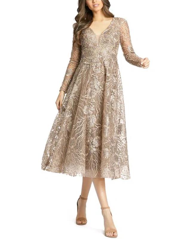 Embellished Cocktail Dress In Beige Product Image