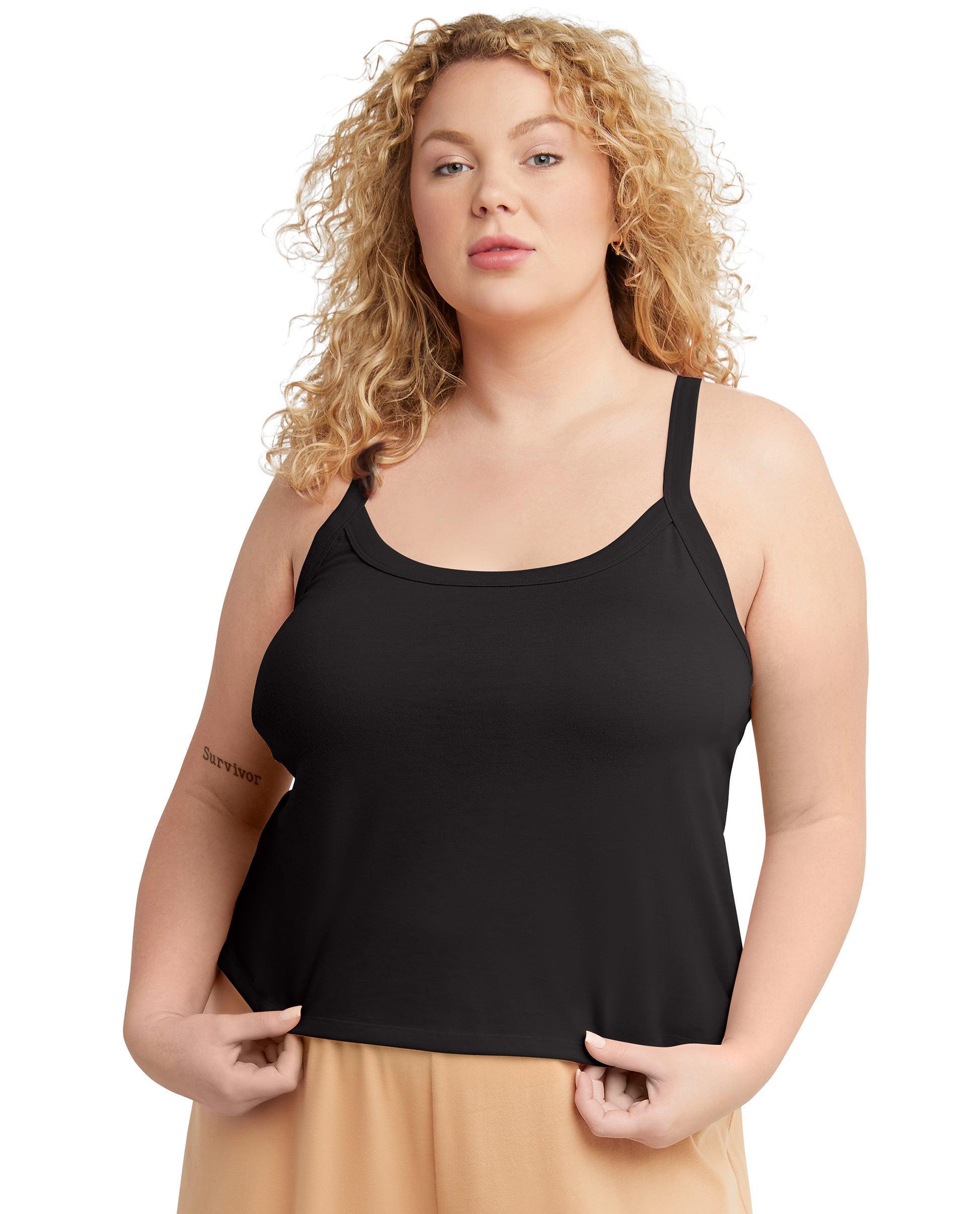 Hanes Originals Womens Soft Wash Plus Tank Top Black 3X Product Image