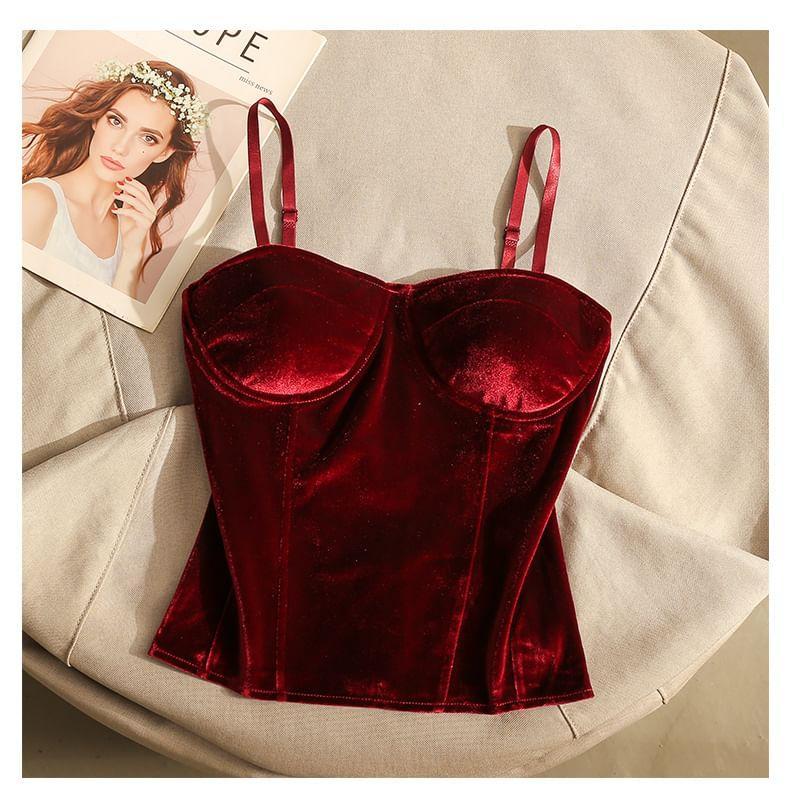 Velvet Plain Bustier Top Product Image