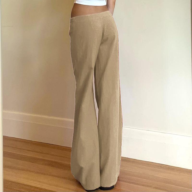 Drawstring Waist Plain Wide Leg Pants Product Image