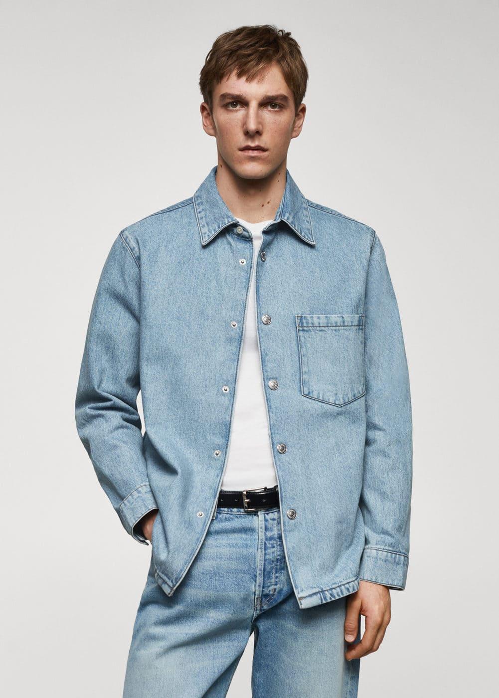 MANGO MAN - Pocket denim overshirt light blueMen Product Image