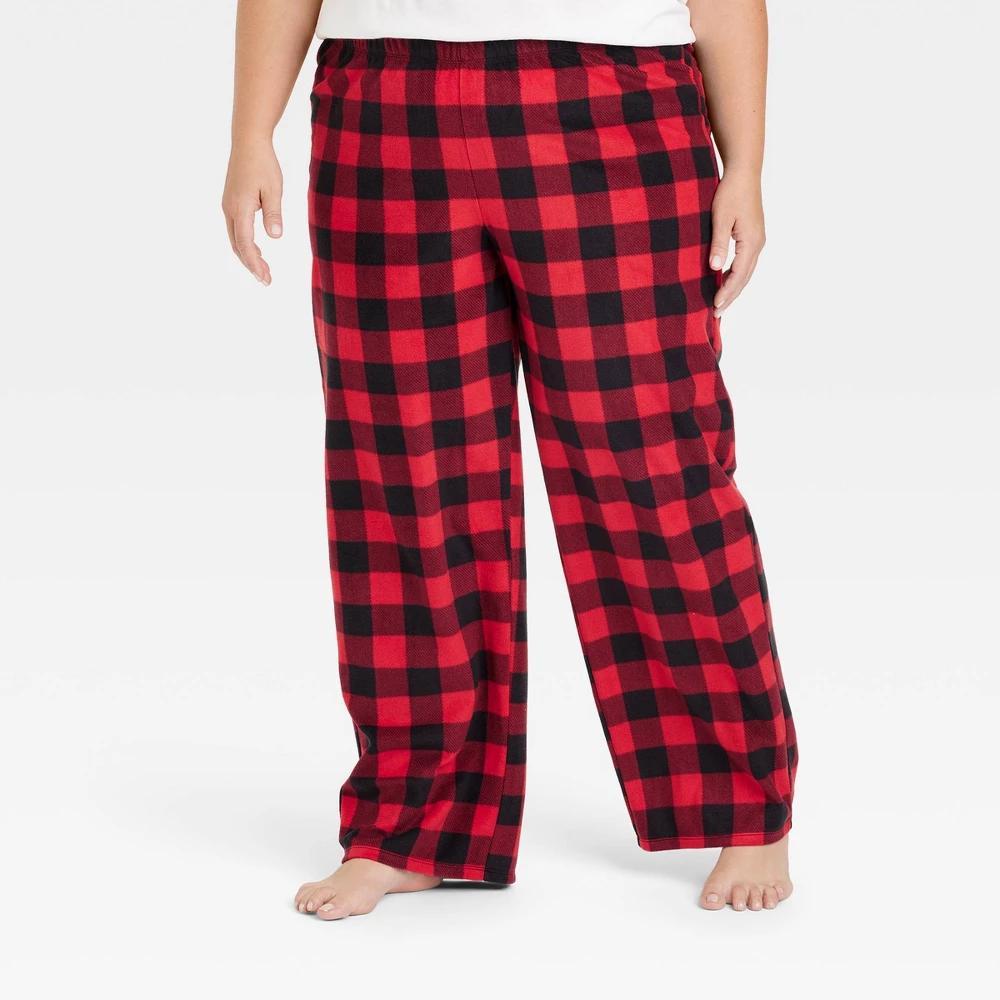 Womens Buffalo Check Microfleece Holiday Matching Family Pajama Pants - Wondershop Red product image