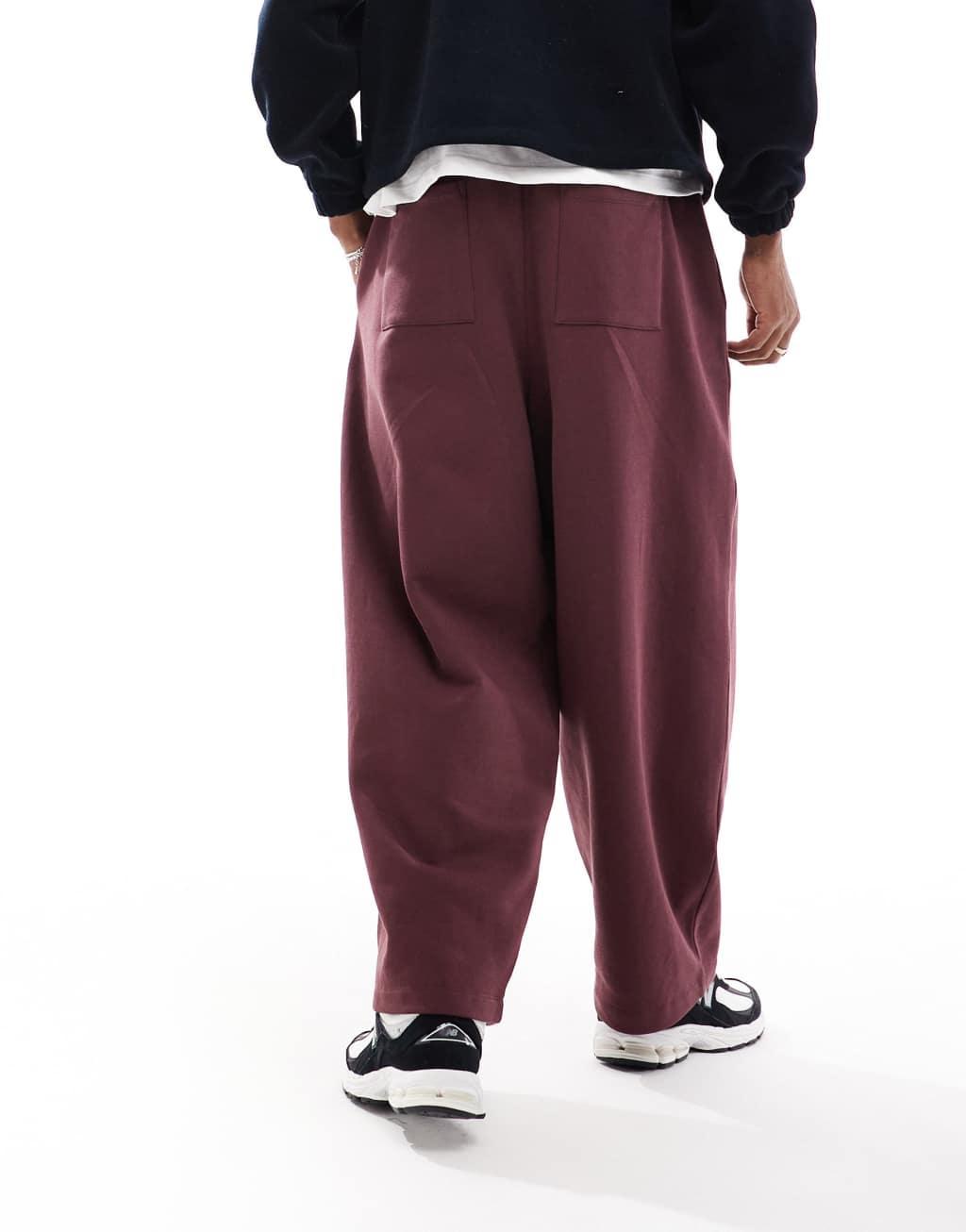 ASOS DESIGN oversized balloon sweatpants in brown Product Image