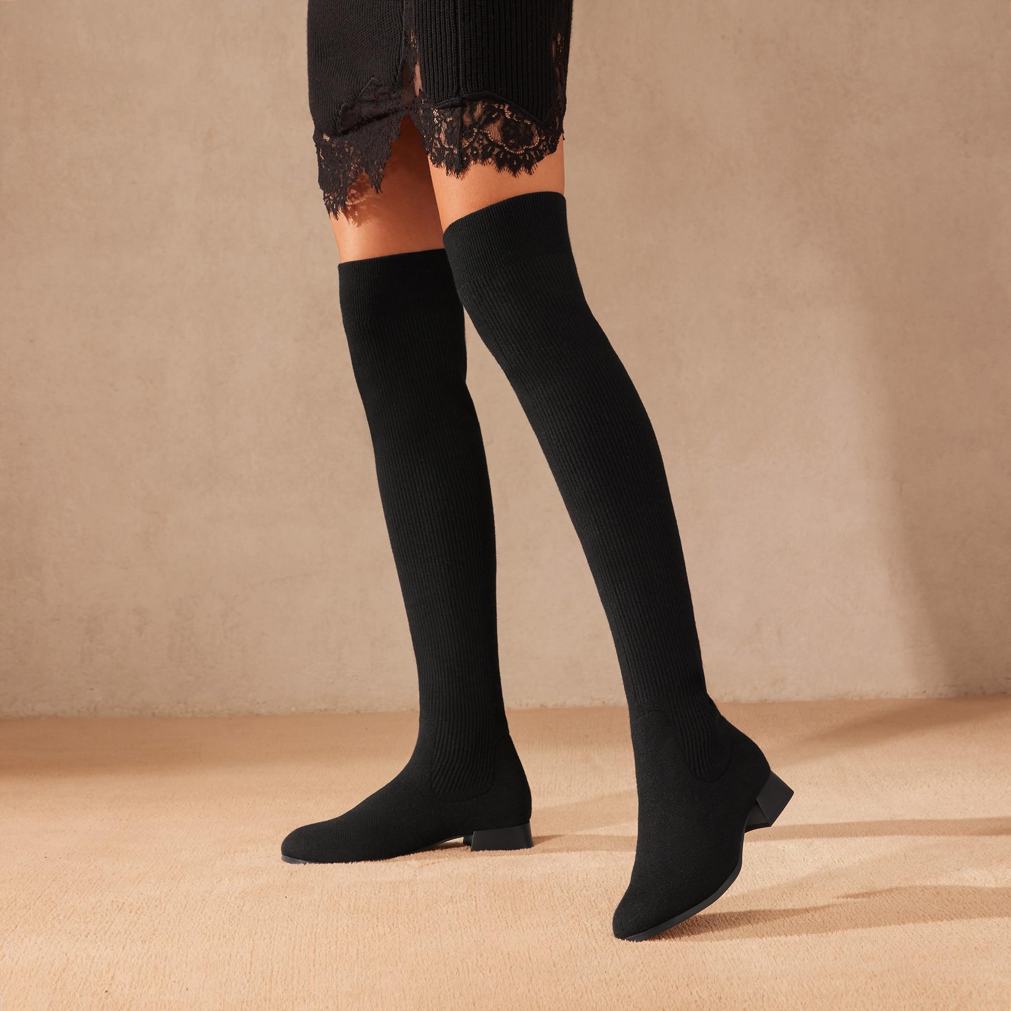 Round-Toe Water-Repellent Wool Over-the-Knee Boots (Madeline Pro) Product Image