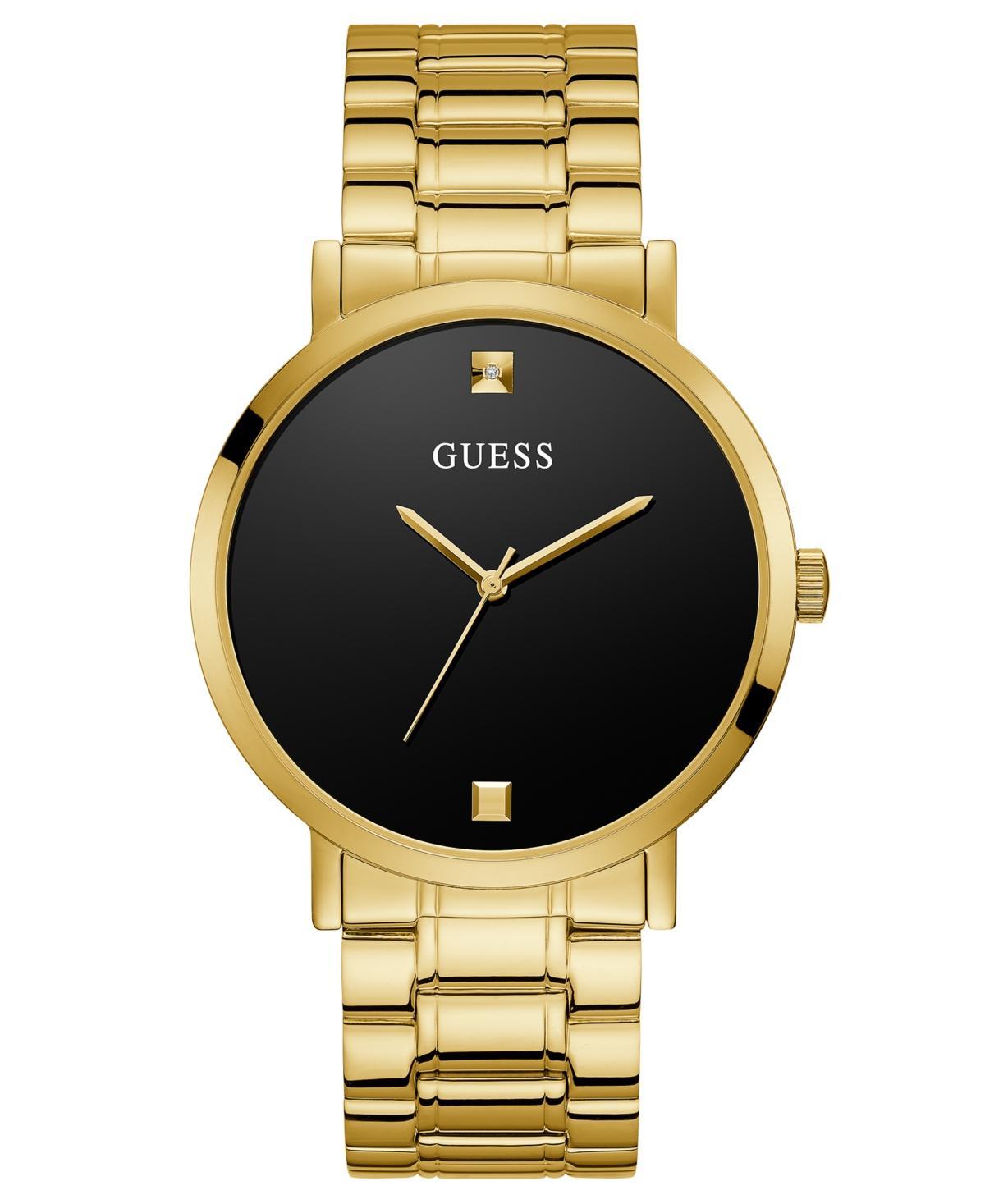 Guess Mens Gold-Tone and Black Diamond Analog Watch Product Image