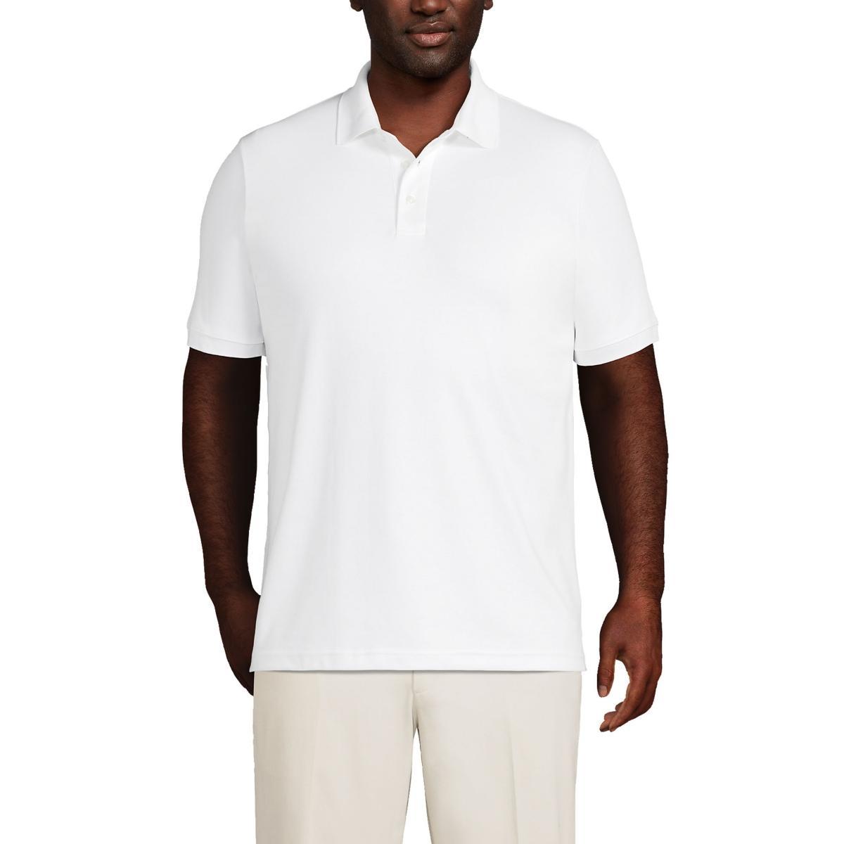 Big & Tall Lands End Classic-Fit Supima Polo, Mens White Product Image