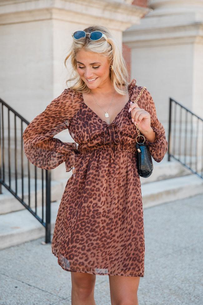 Tell Me The Truth V-Neck Leopard Print Dress Product Image