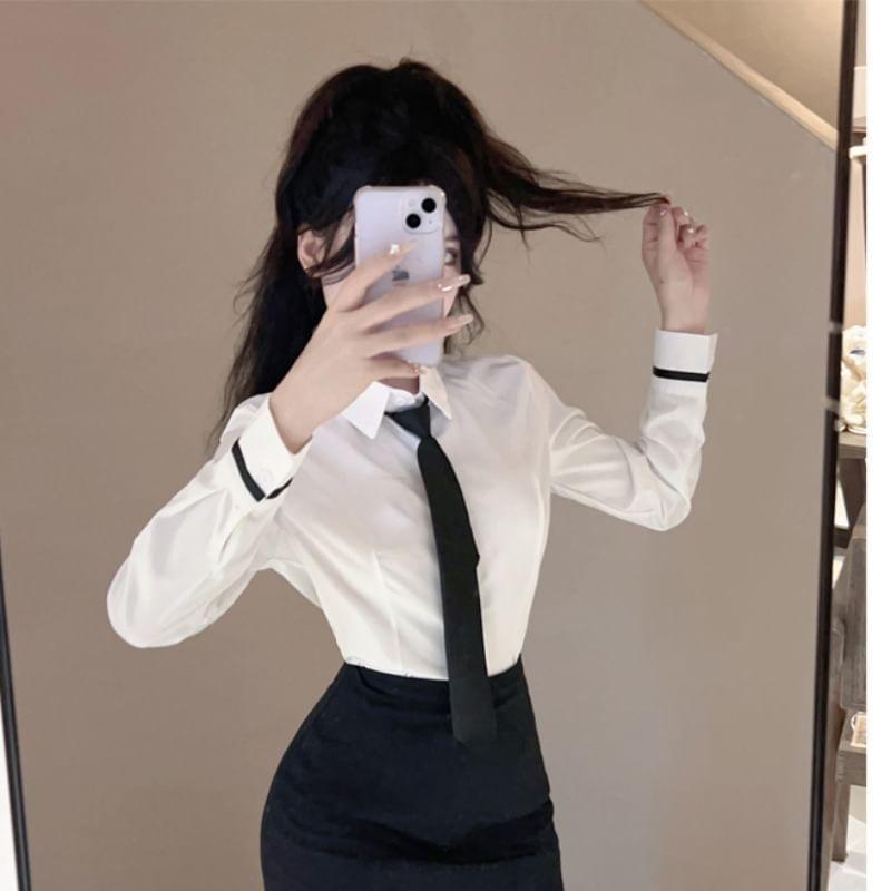 Secretary Lingerie Costume Shirt / Mini Fitted Skirt / Tie / Set Product Image