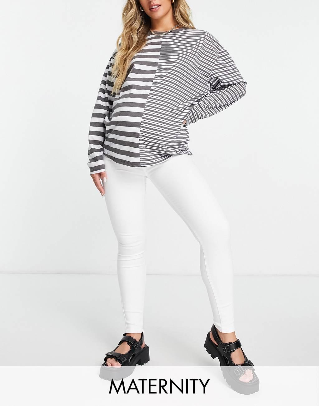 Topshop Maternity over bump Joni jeans in white Product Image