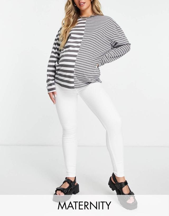 Topshop Maternity over bump Joni jeans in white Product Image