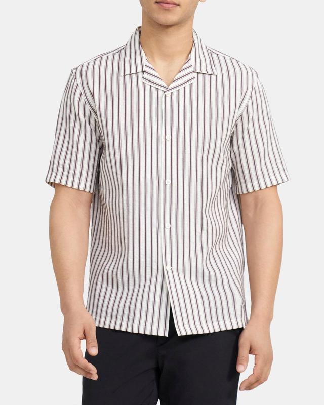 Short-Sleeve Shirt in Striped Cotton-Blend Product Image