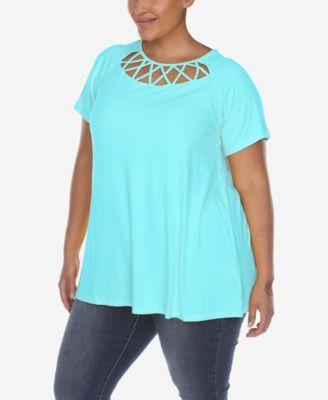 Plus Size Crisscross Cutout Short Sleeve Top Product Image