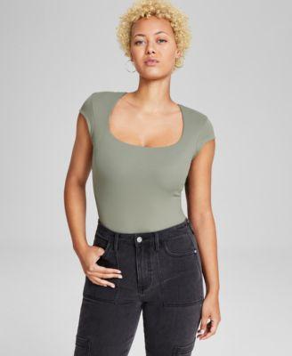 Women's Double-Layered Ribbed Square-Neck Bodysuit, Created for Macy's Product Image