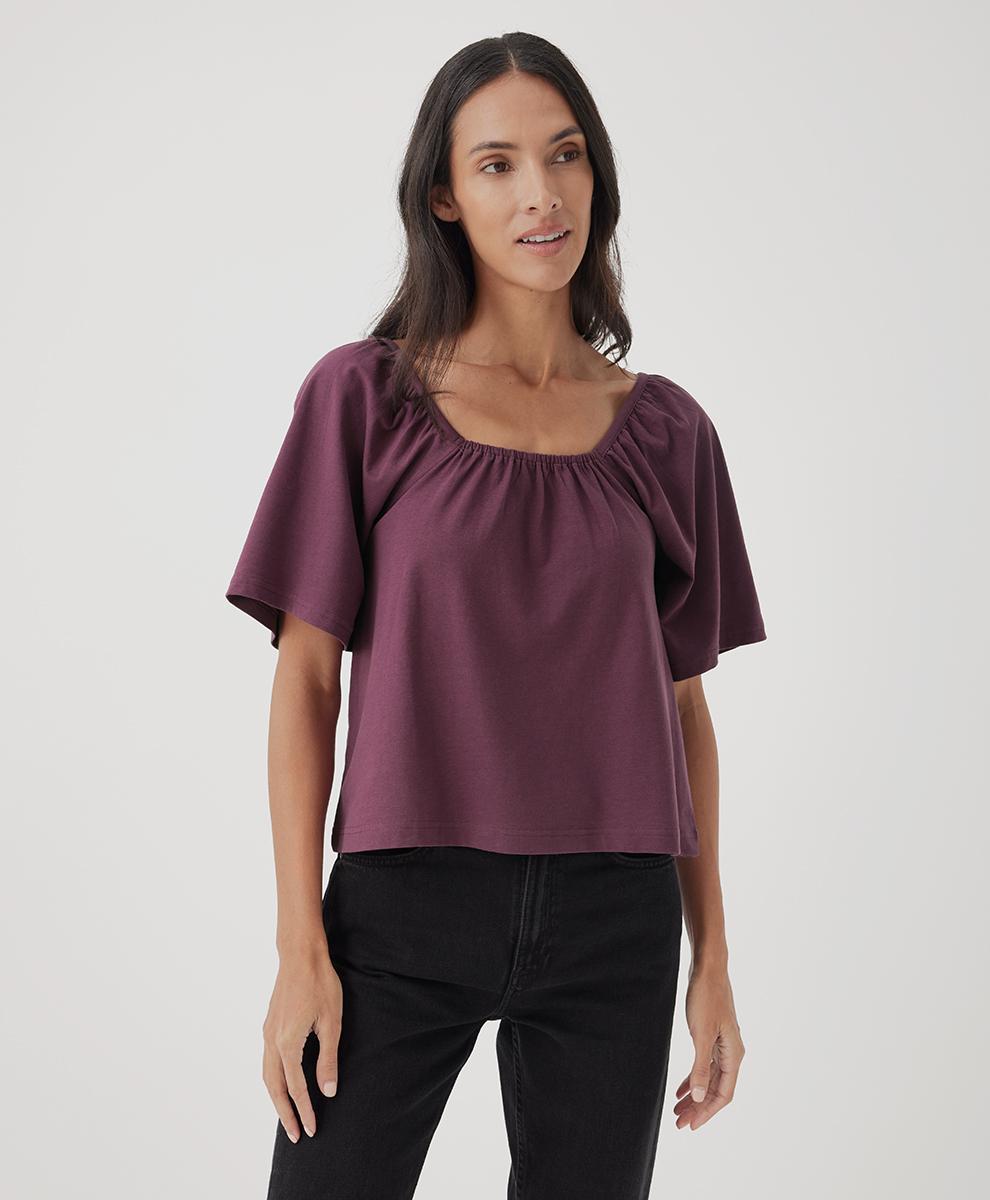 Womens Luxe Jersey Flutter Sleeve Top 2XL Product Image