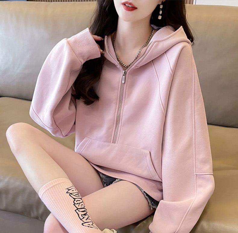 Plain Half-Zip Hoodie Product Image